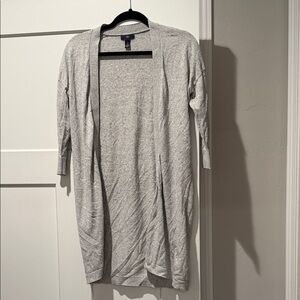 GAP Light Gray Open Front Long Cardigan